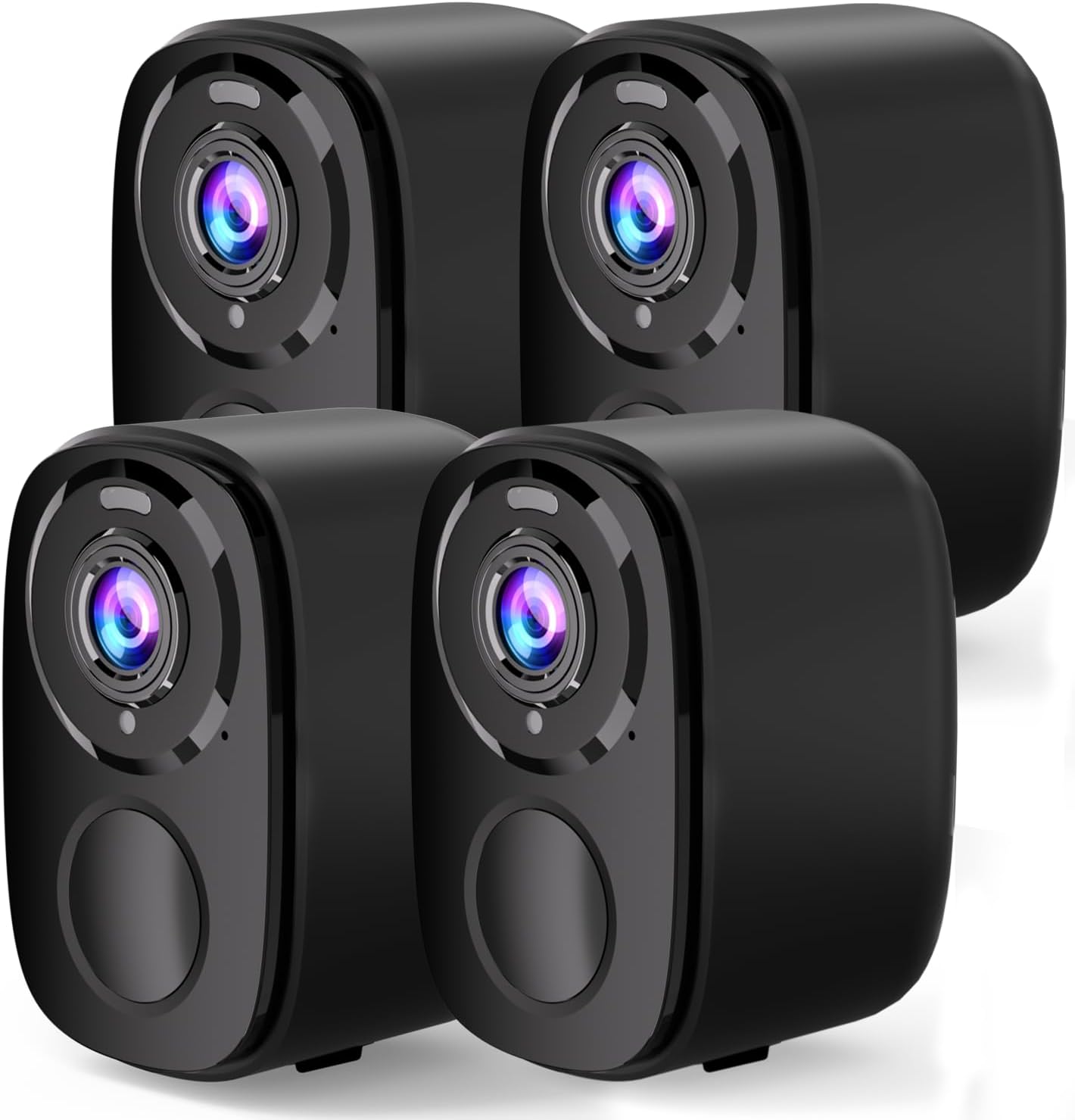 Rraycom 4Pack Wireless Home/Outdoor Security Cameras, 5MP Battery Powered Security Cameras with Spotlight Siren Alarm, AI Motion Detection, Color Night Vision, 2-Way Talk, SD/Cloud, Works with Alexa