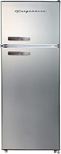Frigidaire EFR753, 2 Door Apartment Size Refrigerator with Freezer, Retro Chrome Handle, 7.5 cu ft, Platinum Series, Stainless Steel, 7.5