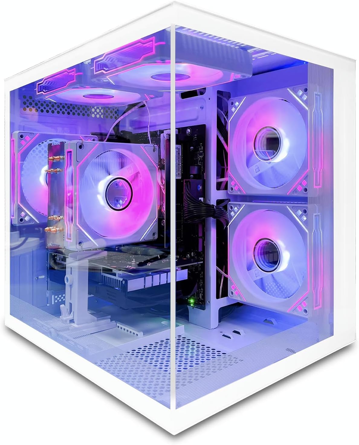 suevery Desktop Computers,16G RAM,512GB NVMe SSD,Core i5-12400F,RTX 3050 6G,Prebuilt Gaming PC,Tower Computer Gamer White WiFi 6 Home