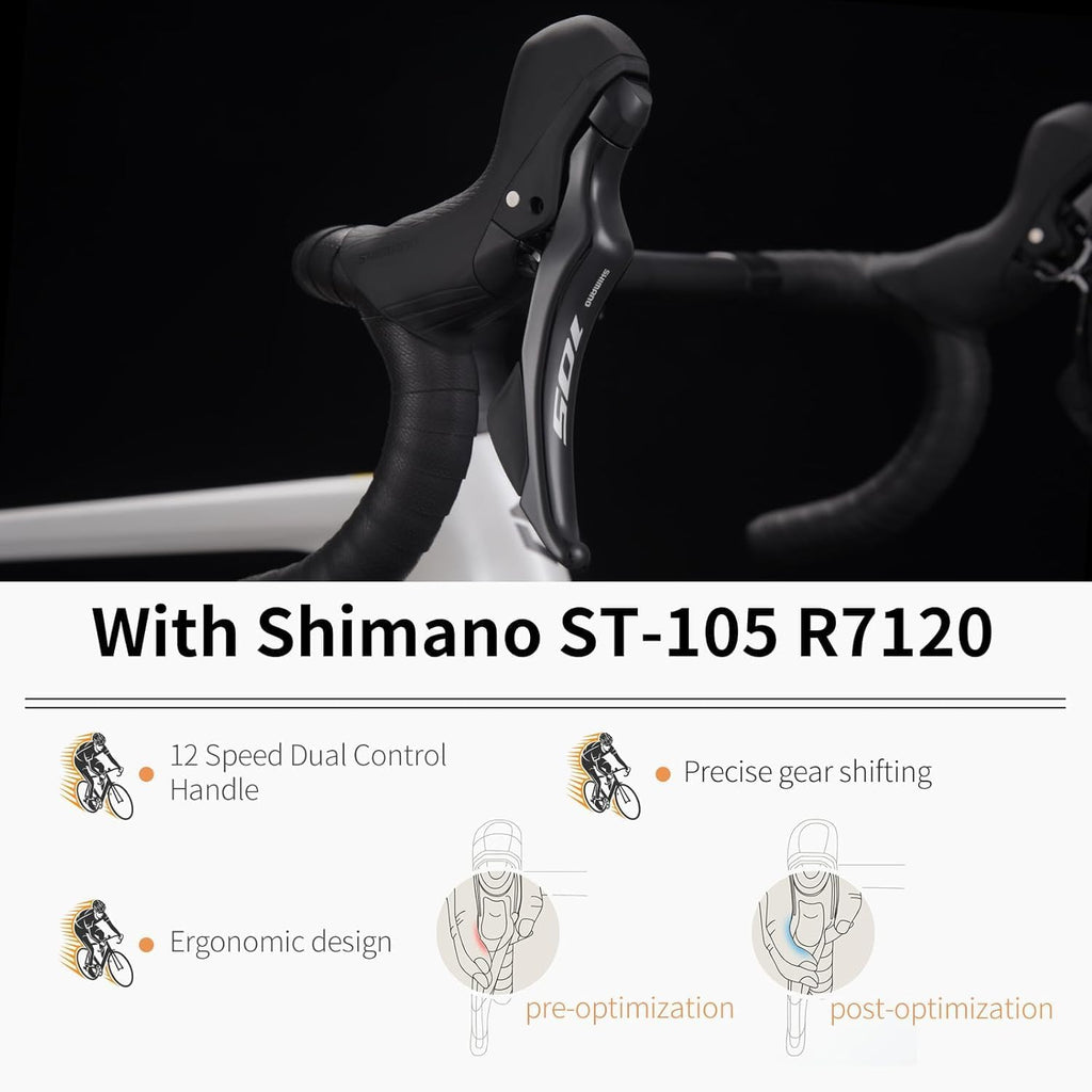 SAVADECK Carbon Fiber Road Bike, Hydraulic Oil Disc Bike with Carbon Fiber Frame and Wheelset, Lightweight Full Carbon Racing Bicycle with Shimano R7120 24S Shift Set for Adults