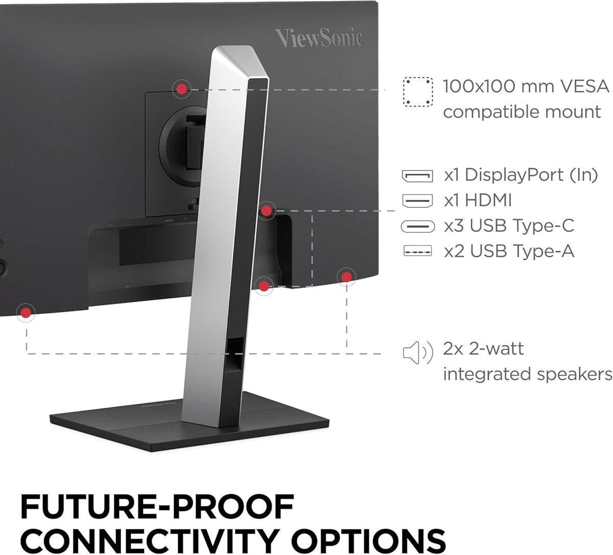 ViewSonic VG2452 24 Inch IPS 1080p Ergonomic Monitor with Tilt, Swivel, Pivot, Height Adjust, 100Hz, USB Hub, HDMI, DisplayPort, and 65W USB C Inputs (Renewed)