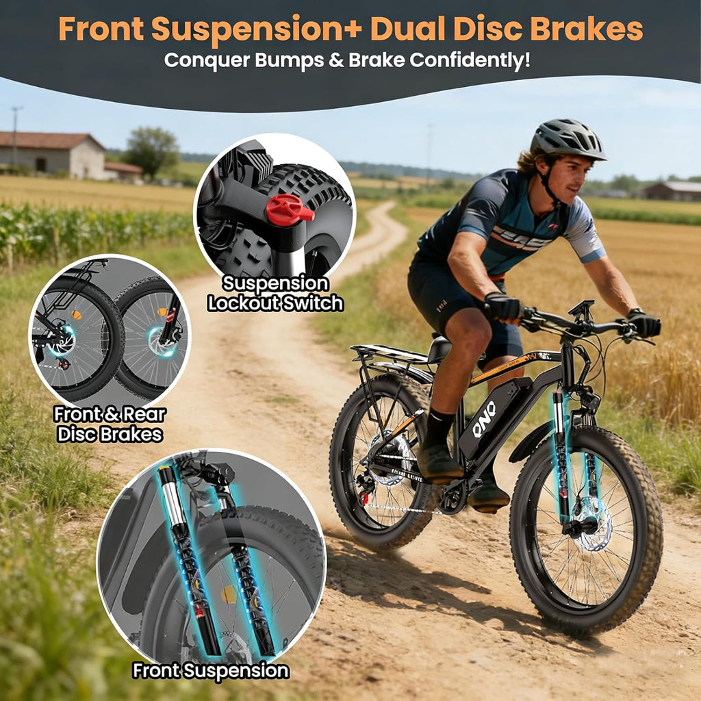 Electric Bike for Adults, 1500W Peak Motor 28MPH, 48V 15AH Removable Battery, 60Miles Range, UL 2849 Certified, 26*4 Fat Tire Ebike Dual Disc Brakes, Shimano 7-Speed for Commute & Outdoor Adventure