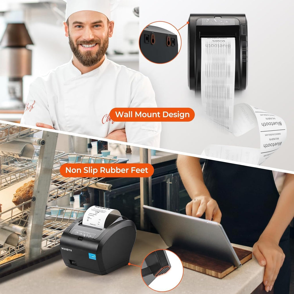 MUNBYN WiFi Receipt Printer with USB Port, 80mm WiFi POS Printer Works with Mac Windows Chromebook Linux Cash Drawer, No Support for Square, Zettle, Shopify, Kyte, Bluetooth or 5G Wi-Fi