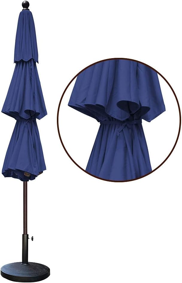 EliteShade USA 10-Year-Non-Fading 11ft 3-Tier Market Patio Umbrella, Commercial Grade Outdoor Table Umbrella with Cylinder Push-Up, Windproof & UPF 50+ UV Protection, Heavy Duty Ventilation for Garden, Deck, Pool, Backyard, Beach & Bistro, Navy Blue