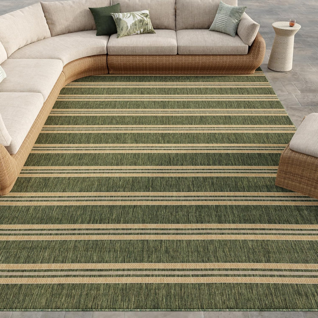 Nourison Home Horizon Indoor/Outdoor Green 10' x 14' Area Rug - Easy Clean, Non Shedding, Bed Room, Living Room, Dining Room, Kitchen (10' x 14')