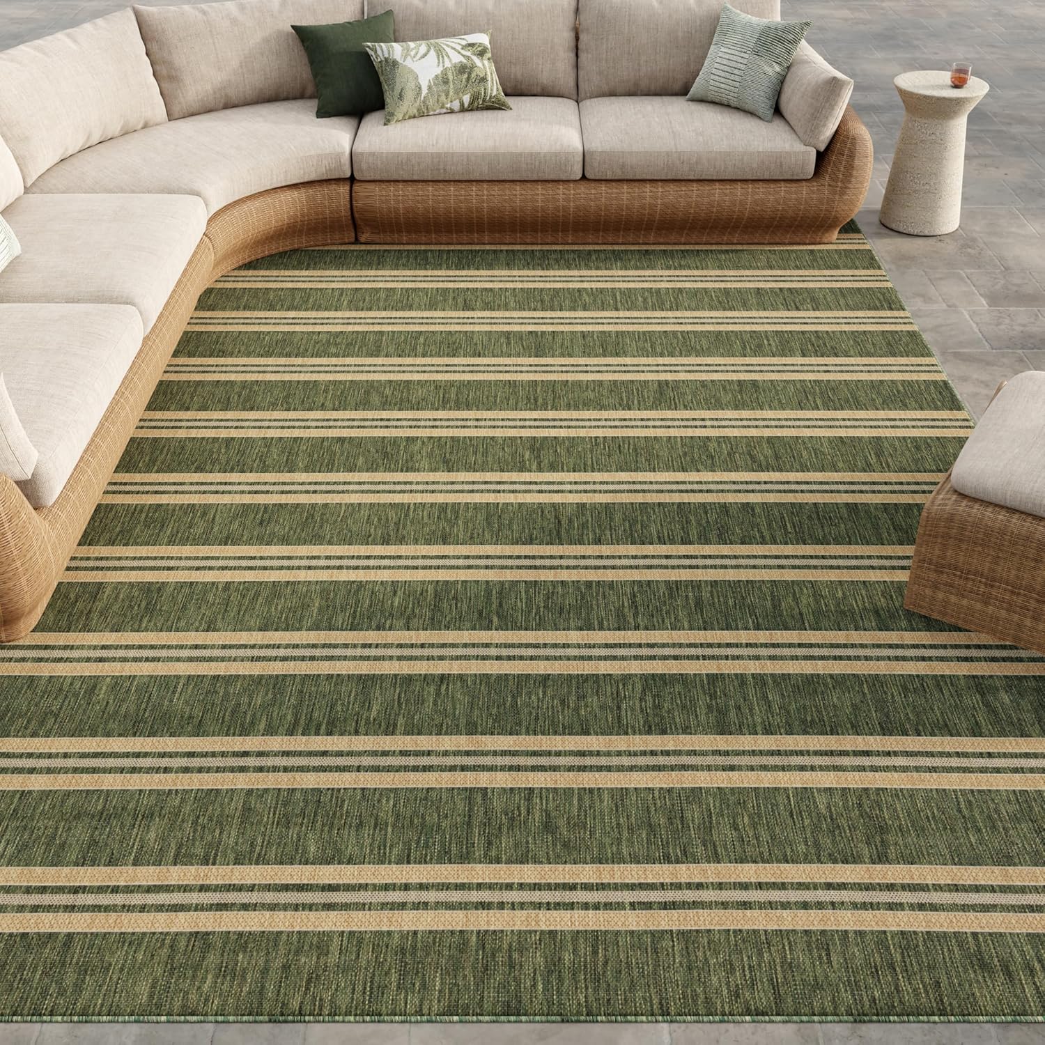 Nourison Home Horizon Indoor/Outdoor Green 10' x 14' Area Rug - Easy Clean, Non Shedding, Bed Room, Living Room, Dining Room, Kitchen (10' x 14')