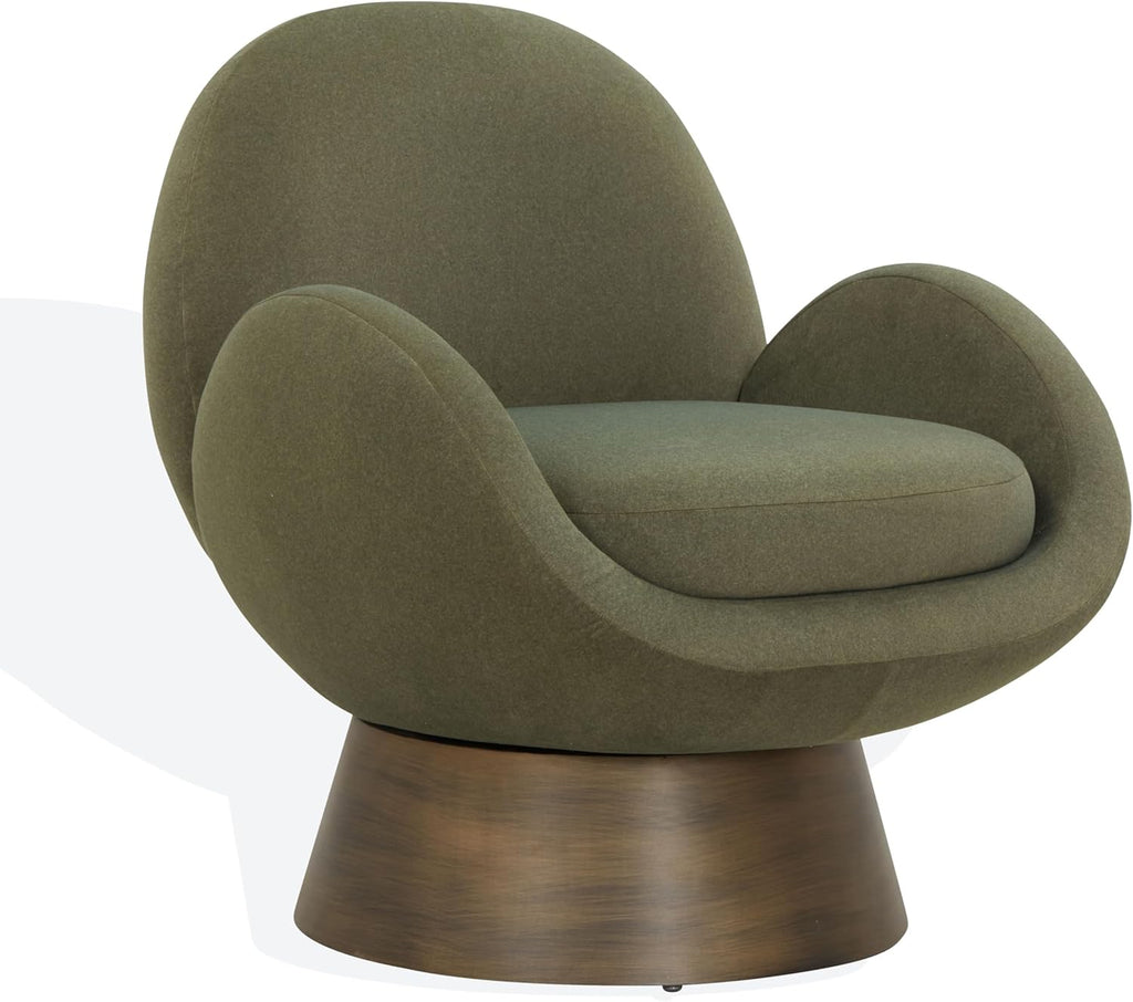 SAFAVIEH Couture Collection Paolini Olive Green & Antique Gold Metal Base Accent Chair