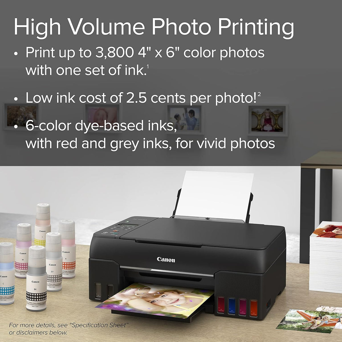 Canon PIXMA G620 Wireless MegaTank Photo All-in-One Printer Print, Copy, Scan, Black,Works with Alexa