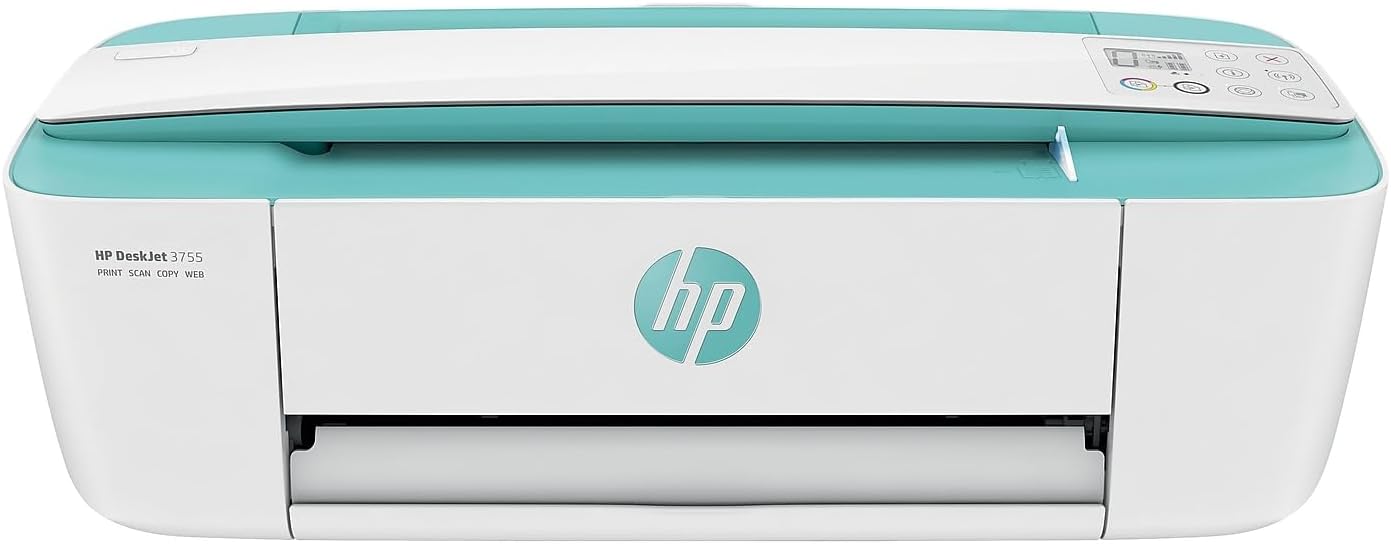 HP DeskJet 3755 Compact All-in-One Wireless Printer, Instant Ink, Works with Alexa - Seagrass Accent (J9V92A)