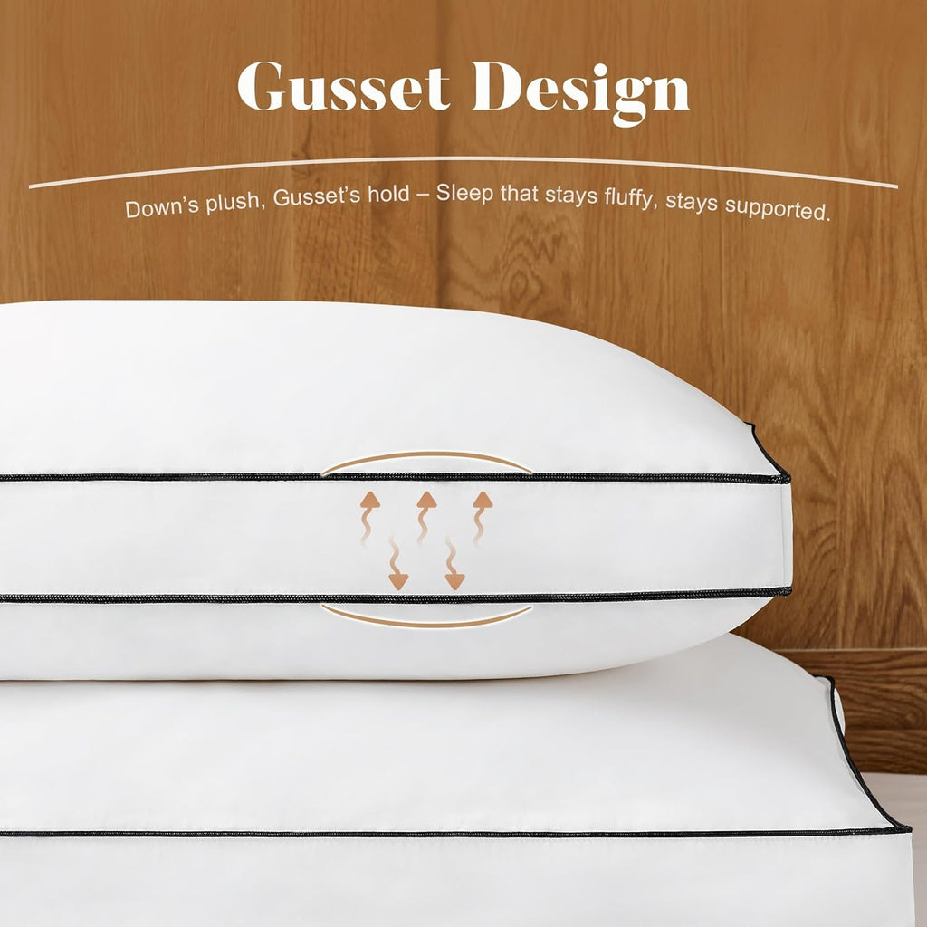 DOWNSTORIA Goose Feather Down King Bed Pillows 2 Pack, Luxury Hotel Collection Pillows Set of 2 with Gusset, Down Surrounded Pillow for Side and Back Sleepers, Gusseted Fluffy Pillows 20x36 in.