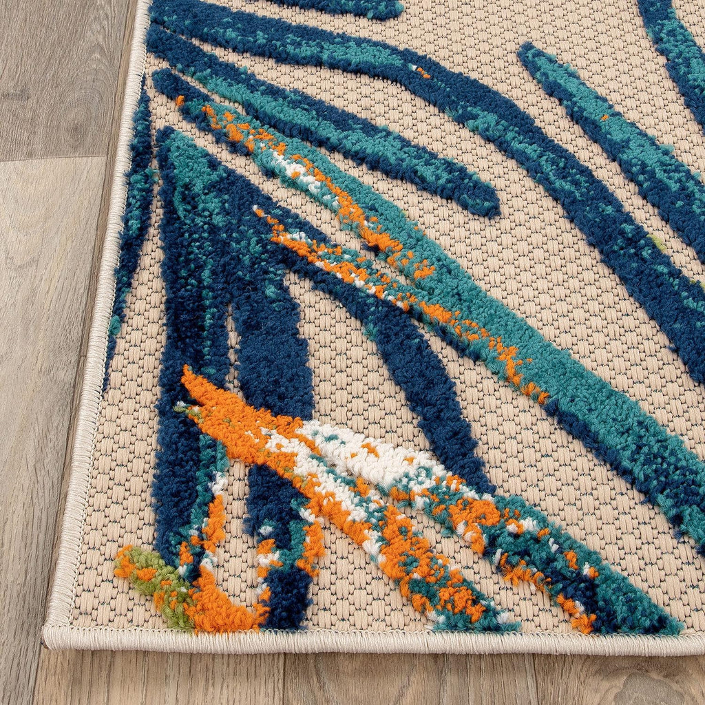Rugshop Tropical Floral Leaves Indoor/Outdoor Area Rug Durable Polypropylene, Non-Shedding, Easy to Clean, Perfect for Patio, Backyard, Deck and Outdoor Lounge High Traffic Areas, 10' x 14'