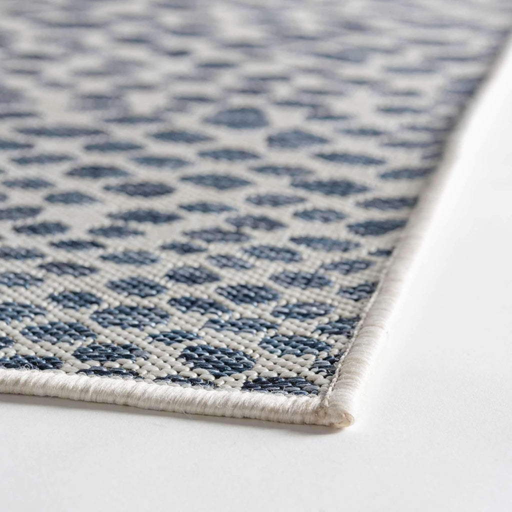 Unique Loom Outdoor Collection Area Rug - Cape Town (9' x 12' Rectangle, Blue/Ivory)
