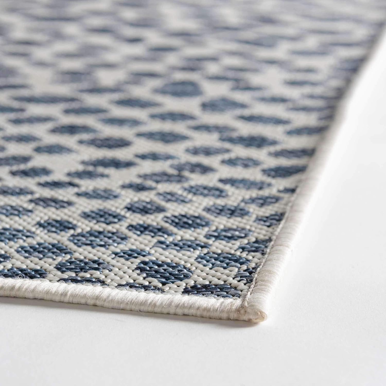 Unique Loom Outdoor Collection Area Rug - Cape Town (9' x 12' Rectangle, Blue/Ivory)