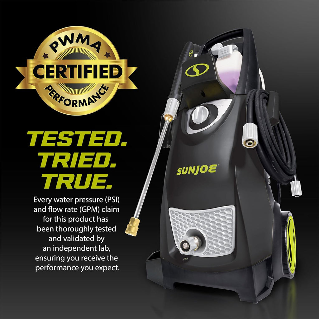 Sun Joe Pressure Washer, Electric Power Washer, Heavy-Duty 2500 Max PSI (2030 PSI PWMA Rated)-Portable Cleaning & Washing Machine System, Patios & Sidewalks, SPX3000