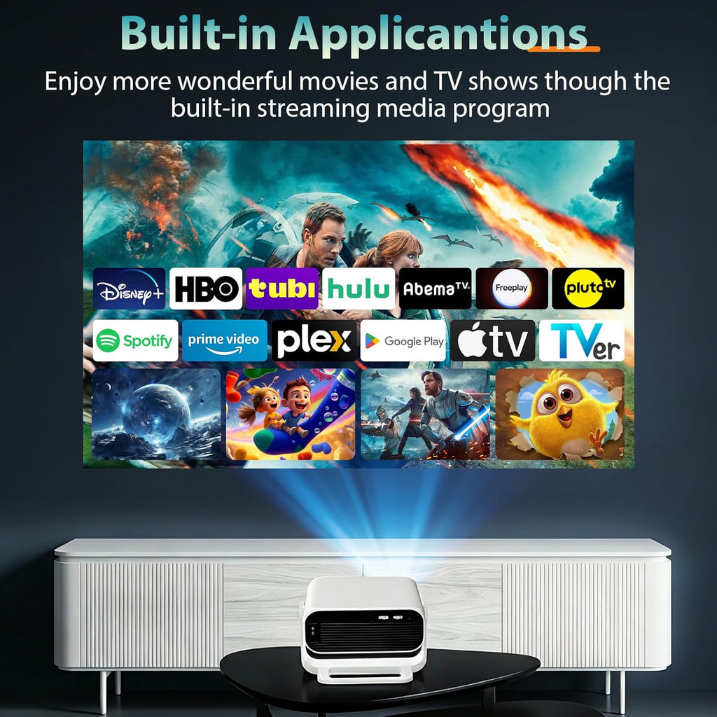 ZDK 1080P Movie Projector for Bedroom: Smooth Grain Free Image Quality with Crisp Details for Family - 360°Rotatable Mini Proyector with Wifi & Bluetooth - 4K Support TV iPhone Airplay - White
