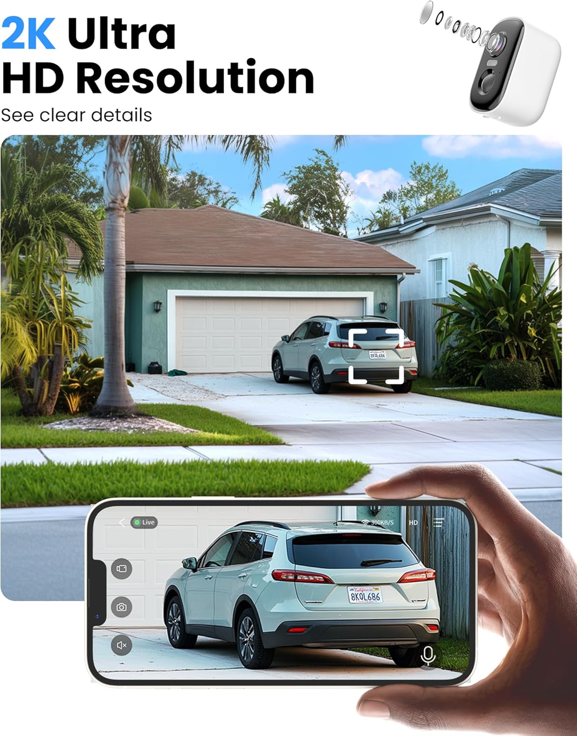 Outdoor Security Camera Wireless, 2K Battery Powered WiFi Cameras for Home Security with AI Motion Detection, Color Night Vision, Siren Alarm, 2-Way Talk, IP66 Waterproof, Cloud/SD Storage (4 Pack)