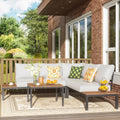 NATURAL EXPRESSIONS Patio Furniture Sets, L Shape Patio Sectional Metal Outdoor Sectional Corner Sofa Outdoor Couch with Detachable Backrest,3 Fauxwood Tables,5” Grey Olefin Cushions