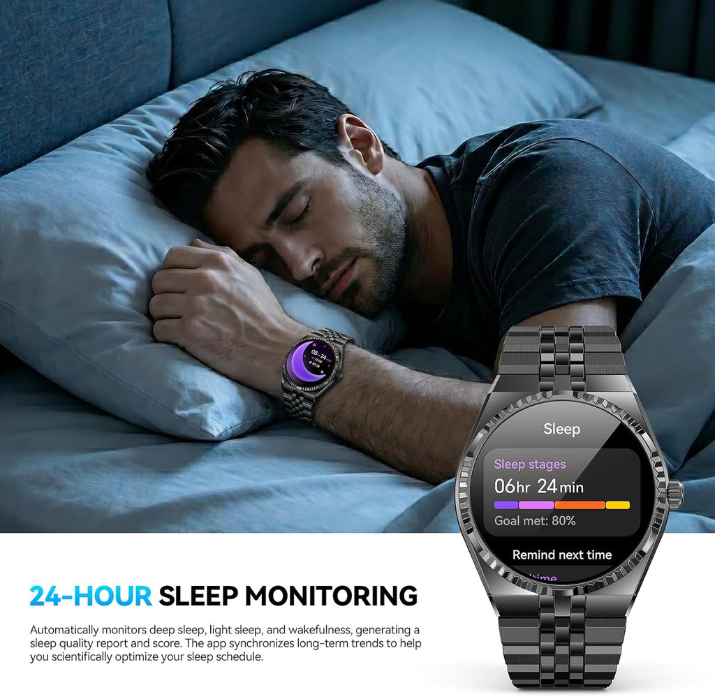 2026 Smart Watch with Bluetooth Calls, 1.32" AMOLED Display, 160+ Sports Modes, Heart Rate/Blood Oxygen/Blood Pressure/Sleep Monitor, IP68 Waterproof, Compatible with iOS Android for Men Women Black