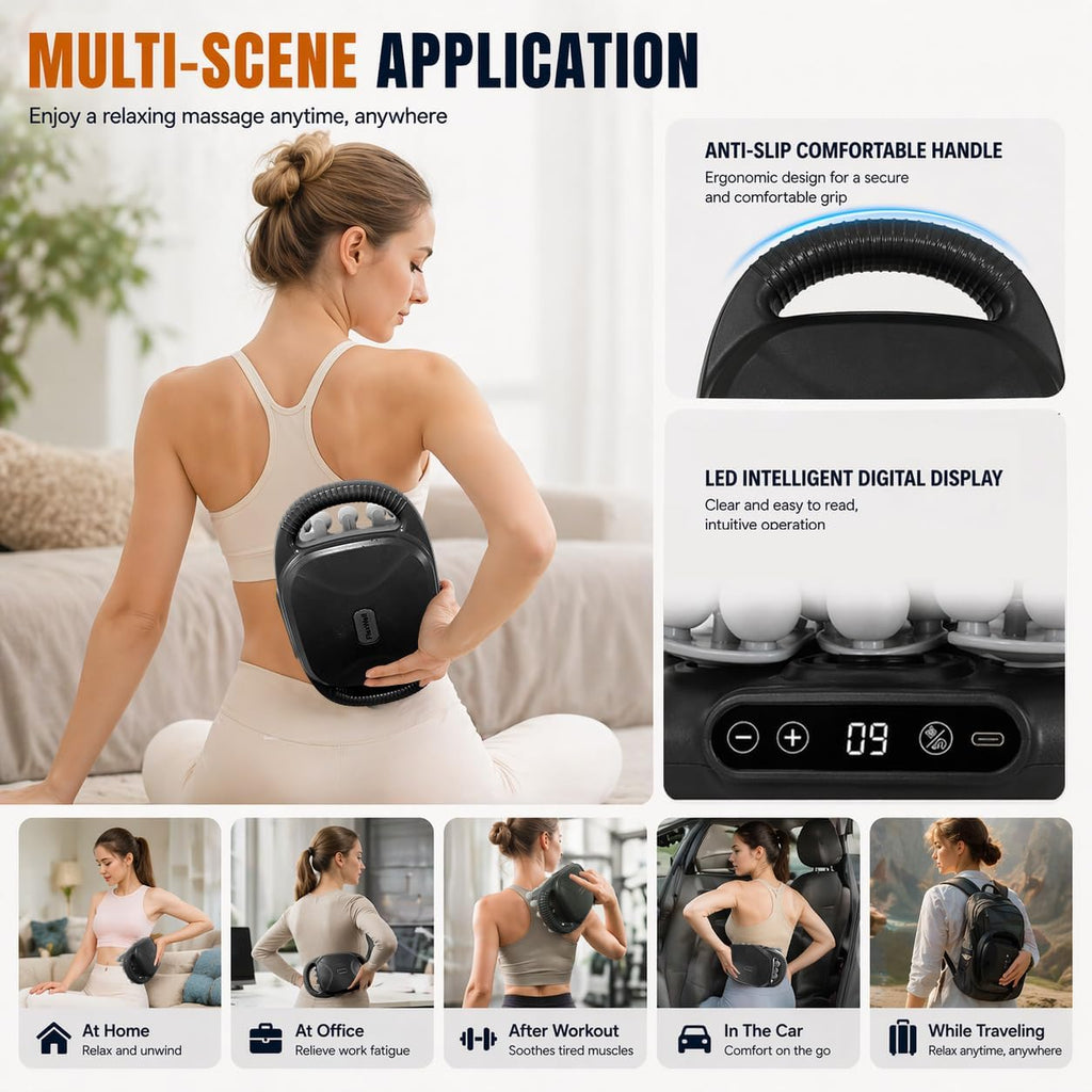Massage Gun for Pain Relief, 40 Head Deep Tissue Percussion Massager with 9 Modes & 9 Intensity Levels, Electric Muscle Massager for Back, Neck, Shoulders, Legs & Glutes, Portable for Home & Office
