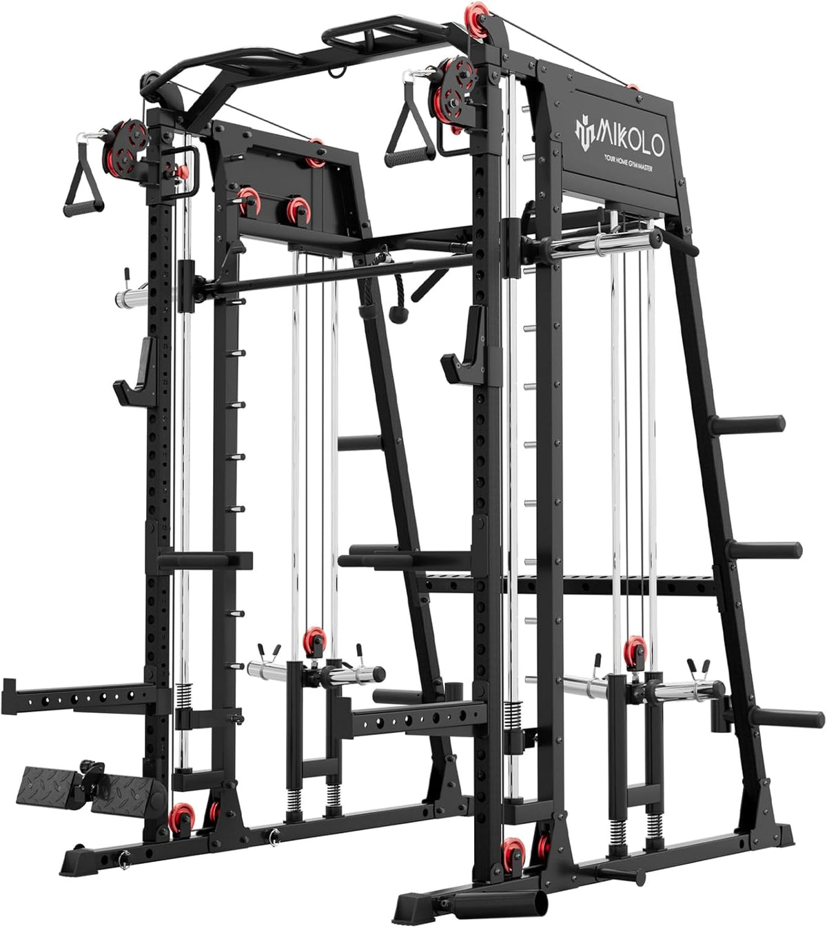 Mikolo M4 2.0 Standard/Ultra/Elite Smith Machine, 2200lbs Squat Rack with LAT-Pull Down System & Cable Crossover Machine, Training Equipment with Leg Hold-Down Attachment