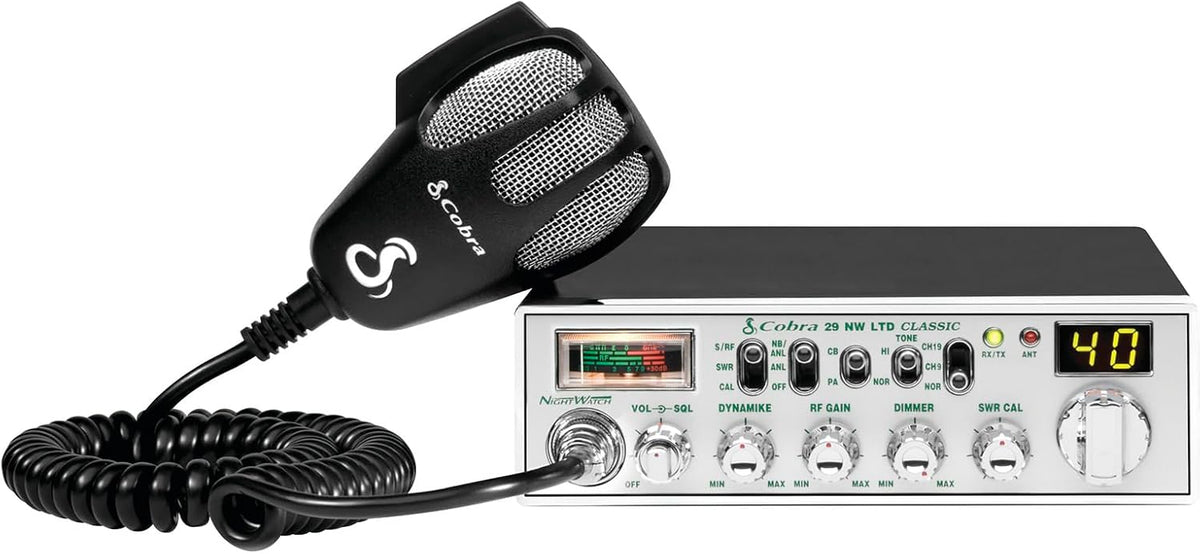 Cobra 29 NW AM/FM Classic Professional CB Radio - Easy to Operate Emergency Radio, Travel Essentials, Instant Channel 9/19, Full 40 Channels, SWR Calibration and NightWatch Illumination Display, Black