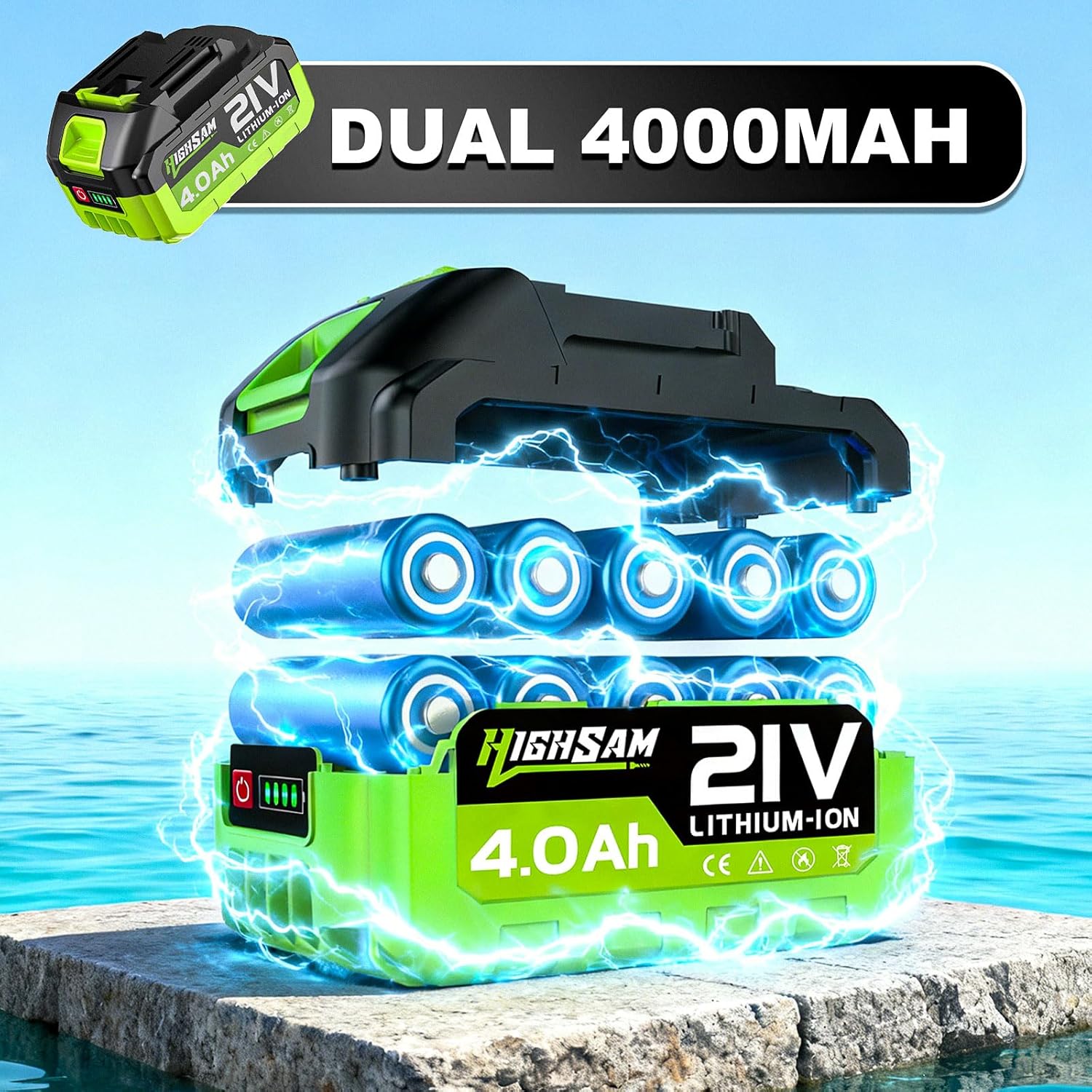 Cordless Portable Car Washer-Brushless Motor, 2X4000mAh Batteries & Fast Charger, 6-in-1 Nozzle, Extension Rod, 16.4FT Hose & Storage Case, Handheld Car Cleaning Tool for Car/Home/Patio & Garden