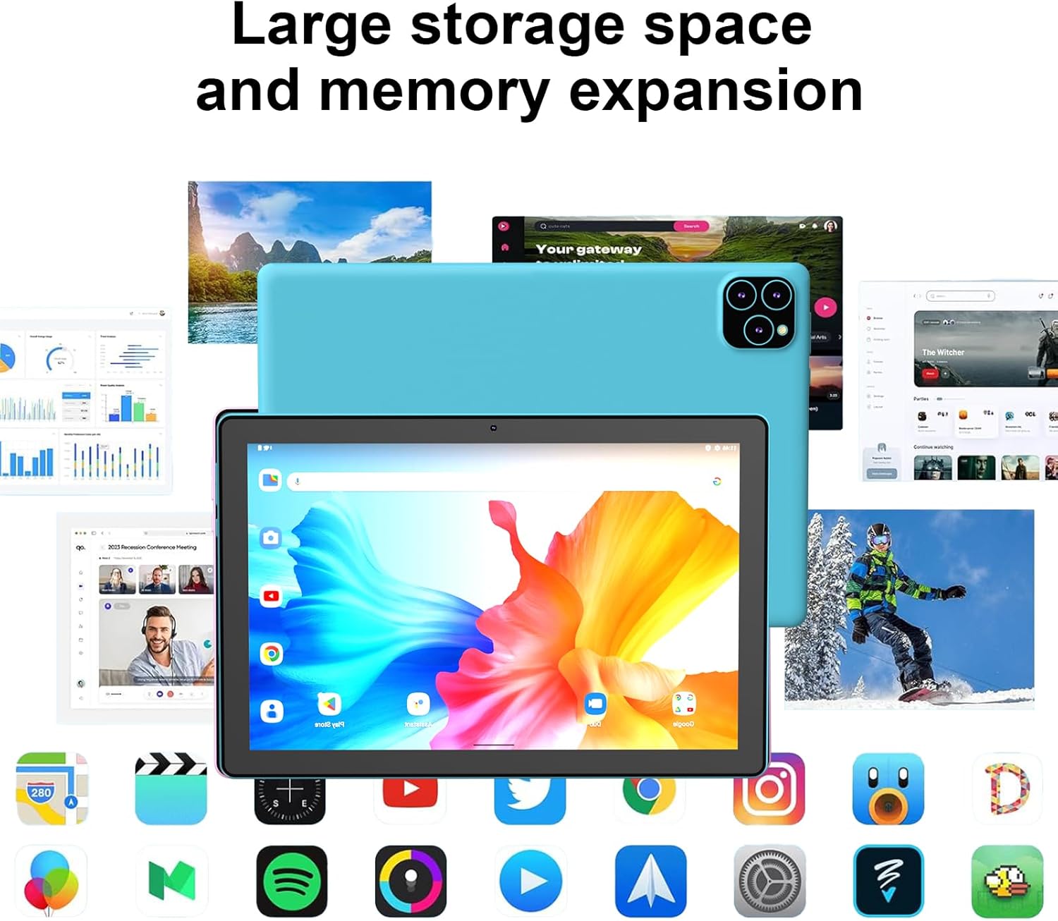 Android 16 Tablet 10 Inch, 12(3+9)GB RAM+64GB ROM, 2 in 1 Tablets with Keyboard Case Mouse Stylus, 2.0GHz Five-core Processor, 1280 * 800 IPS HD Screen, 5G WiFi6 BT 5.3 Tableta PC (Dark blue)