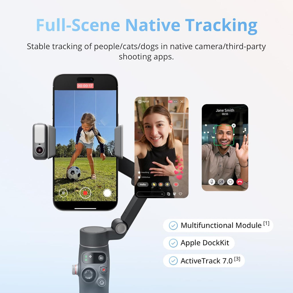 DJI Osmo Mobile 8 Advanced Tracking Combo Gimbal Stabilizer for Phone, AI Native Tracking with Audio & Lighting, 360° Pan Rotation, Mic Mini Transmitter, Wireless Microphone