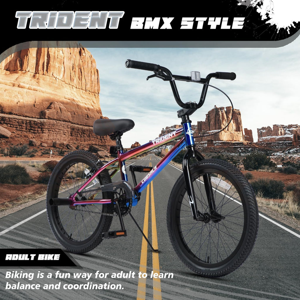 cubsala 20 24 26 Inch BMX Race Bike Trident Bicycles Beginner-Level to Advanced Riders with 2 Pegs, Multiple Colors