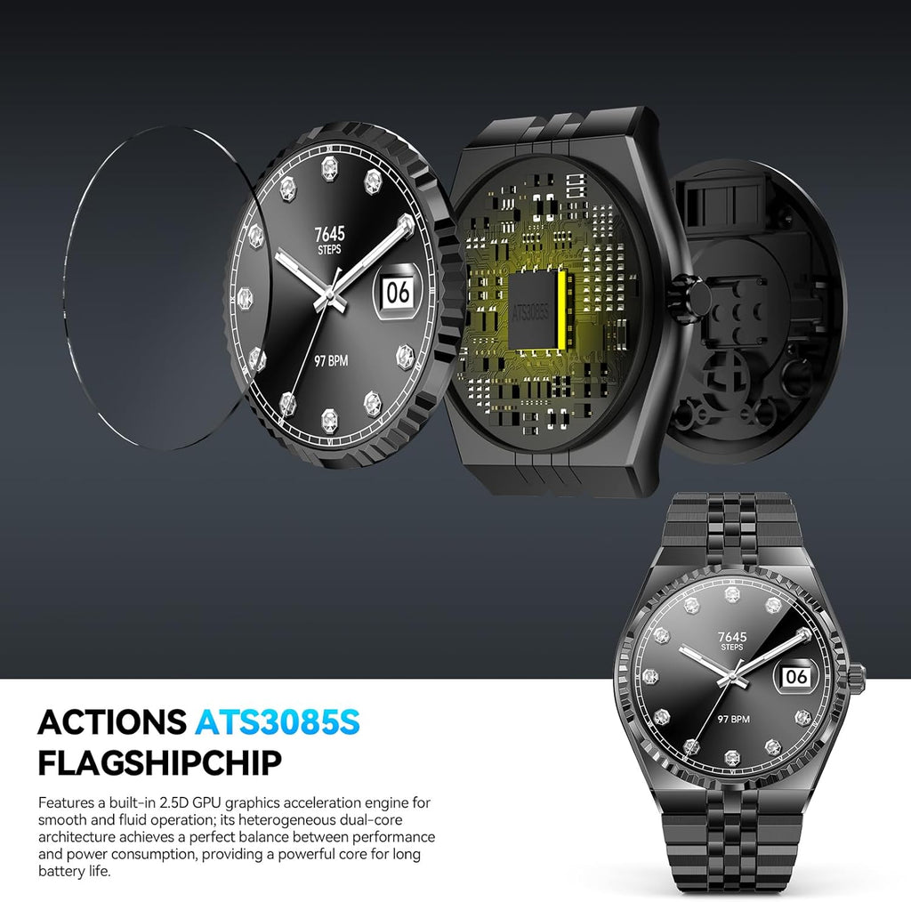 2026 Smart Watch with Bluetooth Calls, 1.32" AMOLED Display, 160+ Sports Modes, Heart Rate/Blood Oxygen/Blood Pressure/Sleep Monitor, IP68 Waterproof, Compatible with iOS Android for Men Women Black