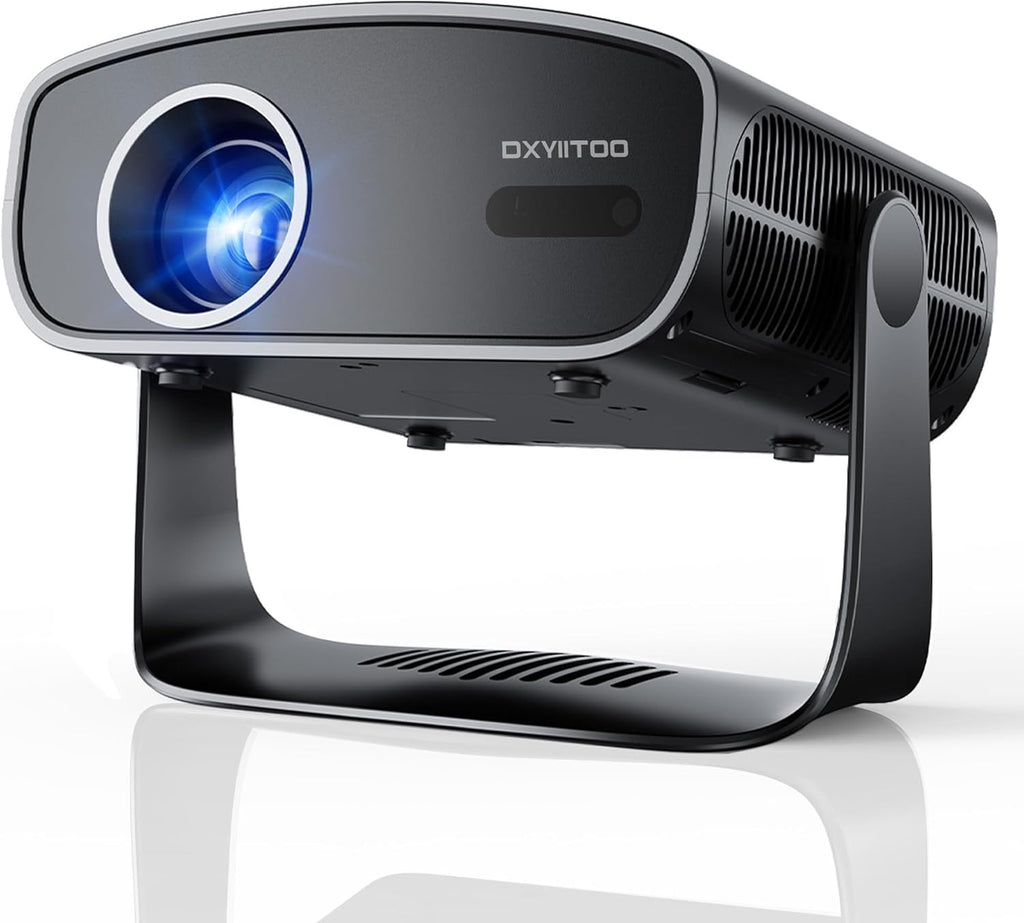 【Compatible with Netflix & Native 1080P】Smart Projector with WiFi and Bluetooth, 4K Support Home Movie Projector, Auto Focus & Keystone Portable Outdoor Projector, Wireless Proyector for Bedroom,Black