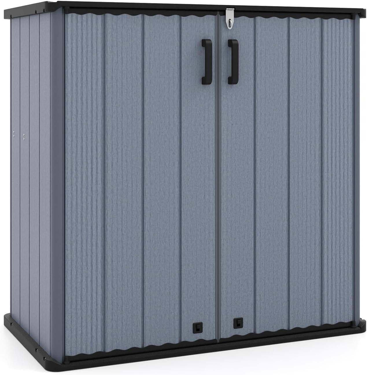 Tangkula 23.5 Cu.ft Outdoor Storage Shed, All-Weather Resin Patio Storage Box with Floor & Lockable Door, Waterproof Deck Box for Garden Tools, Pool Accessories