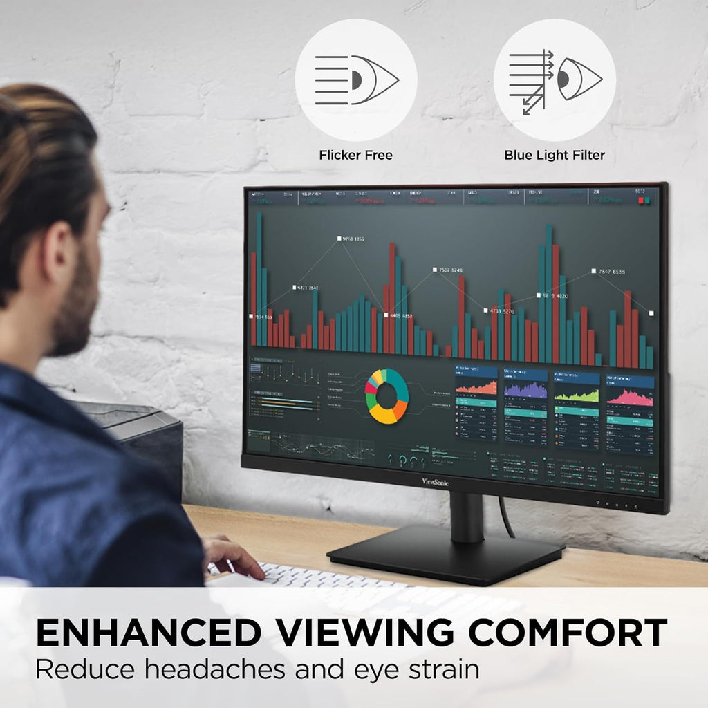 ViewSonic VS2747-H 27 Inch 1080p Monitor, IPS Display with 100Hz for Productive Home and Office Spaces, Eye Care Technology, Thin Bezels, HDMI, and VGA Inputs