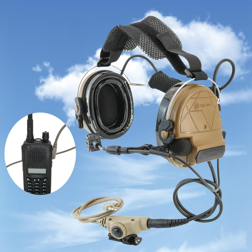 HEARFALCOM Tactical Headset C5 PRO Headphones with Mic Noise Cancelling for kenwoo Two-Way Radio for Airsoft CS Gaming