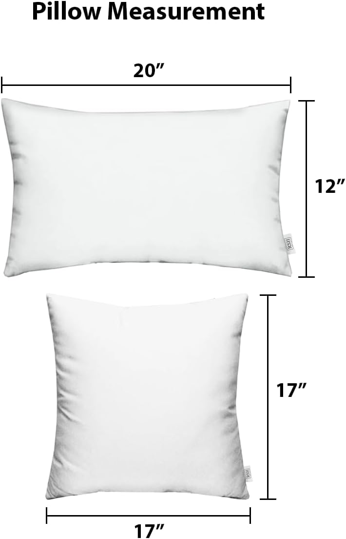 RSH DECOR: Sunbrella Lumbar & Square Pillows Set of 4 | 20" x 12" & 17" x 17" | Water and Fade-Resistant Performance Fabric | Outdoor Throw Pillows for Patio Furniture | Milano Cobalt
