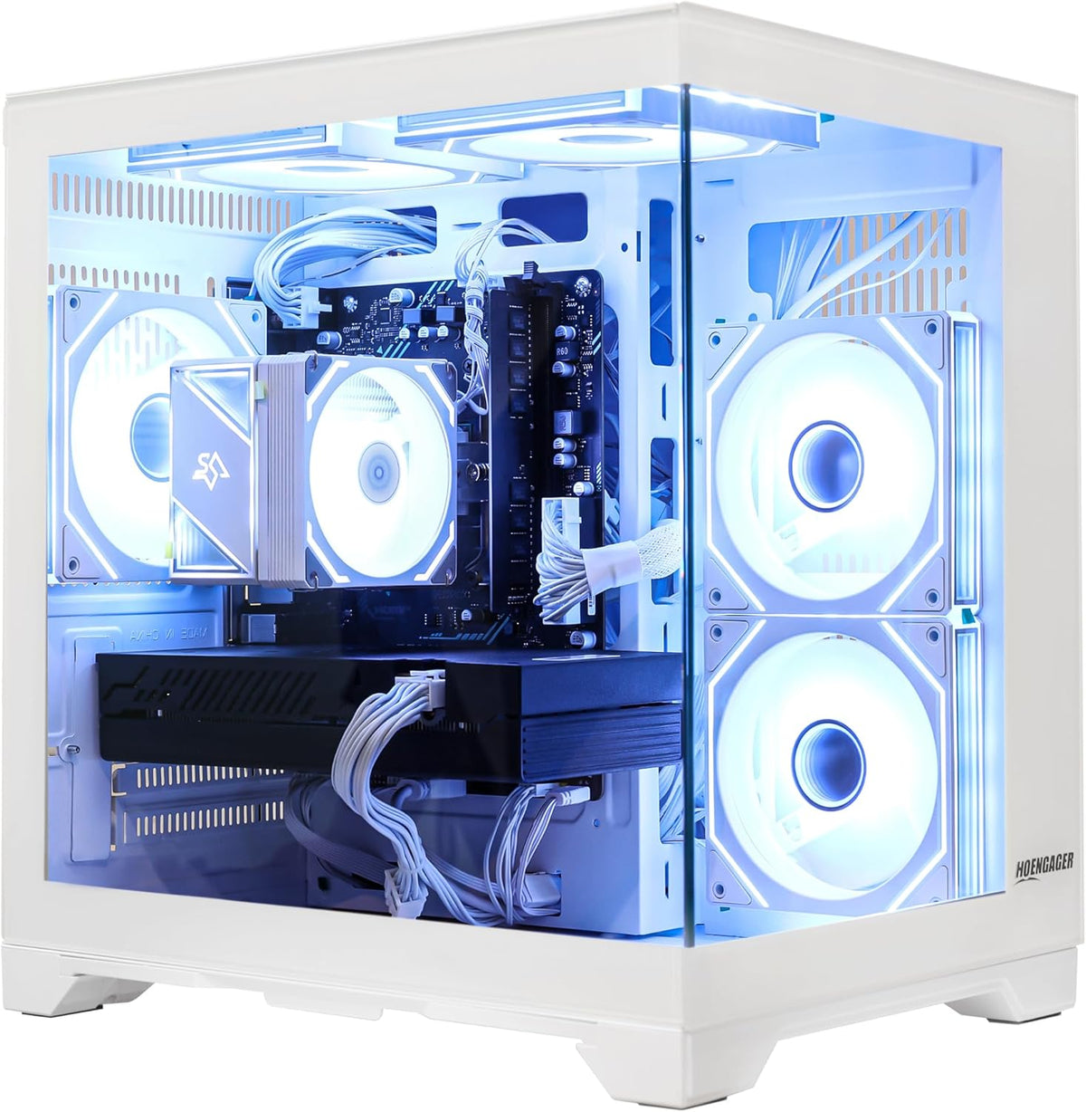Gaming PC Desktop, AMD Ryzen 5 5500 6-Core 3.6GHz, RX 6500 XT 4GB, 16GB DDR4 RAM, 1TB NVMe SSD, Software-Controlled Lighting, Windows 11, Prebuilt Gaming Computer for 1080p Gaming & Streaming, White