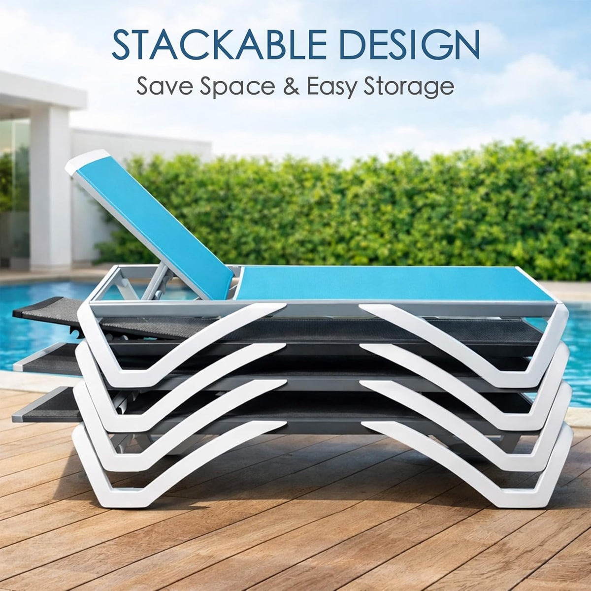 Kozyard 3-Piece Outdoor Chaise Lounge Chair Set, Fully Flat Adjustable Patio Lounger with Aluminum Frame & Resin Legs, Textilene Fabric for Poolside, Backyard & Beach (Gray, 2 Chairs + Table)