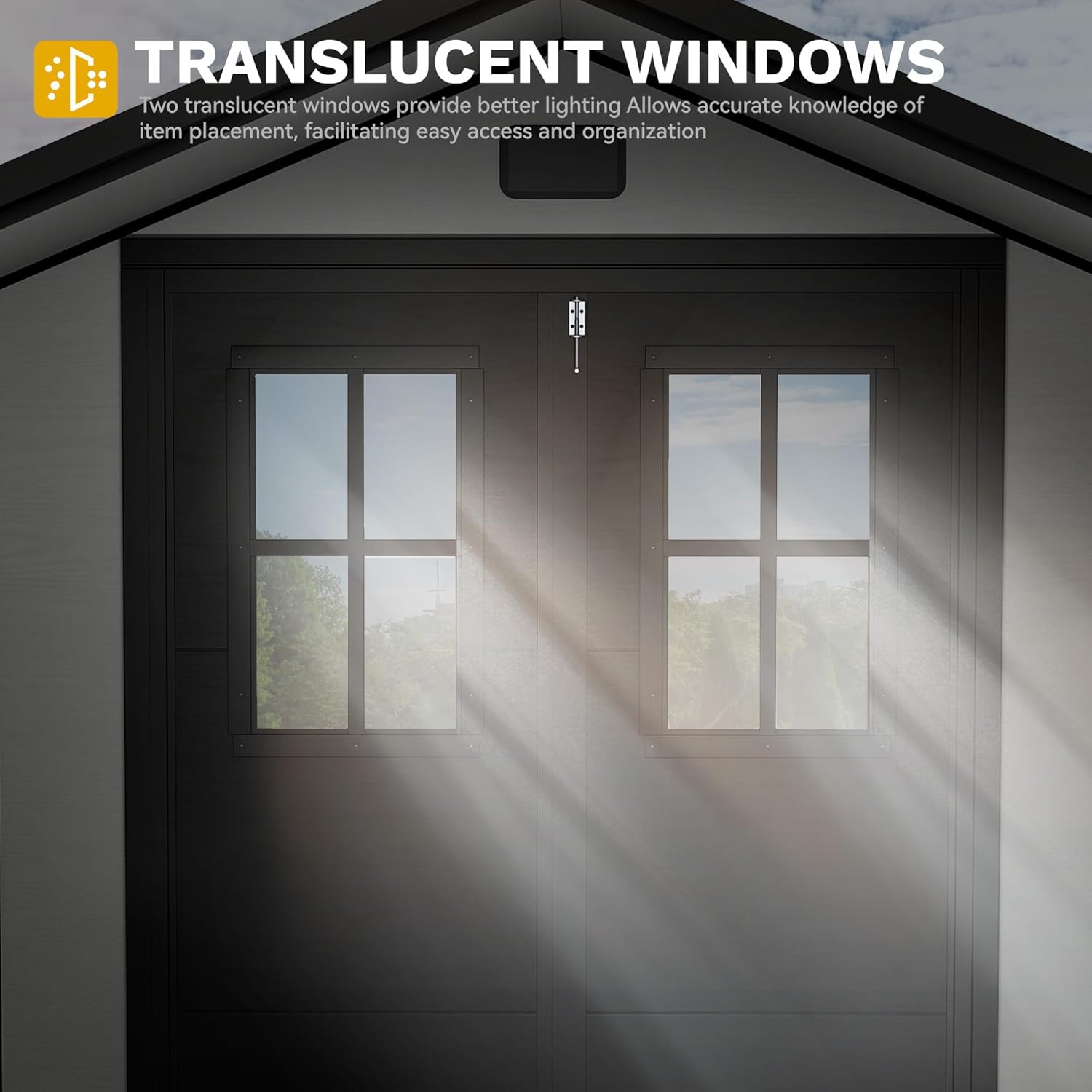 DWVO 6x4.4 FT Outdoor Storage Shed, Plastic Garden Tool Shed with 2 Windows, Double-Wall Outside Shed for Lawn Mower, Garden Shed for Backyard, Patio, Lawn