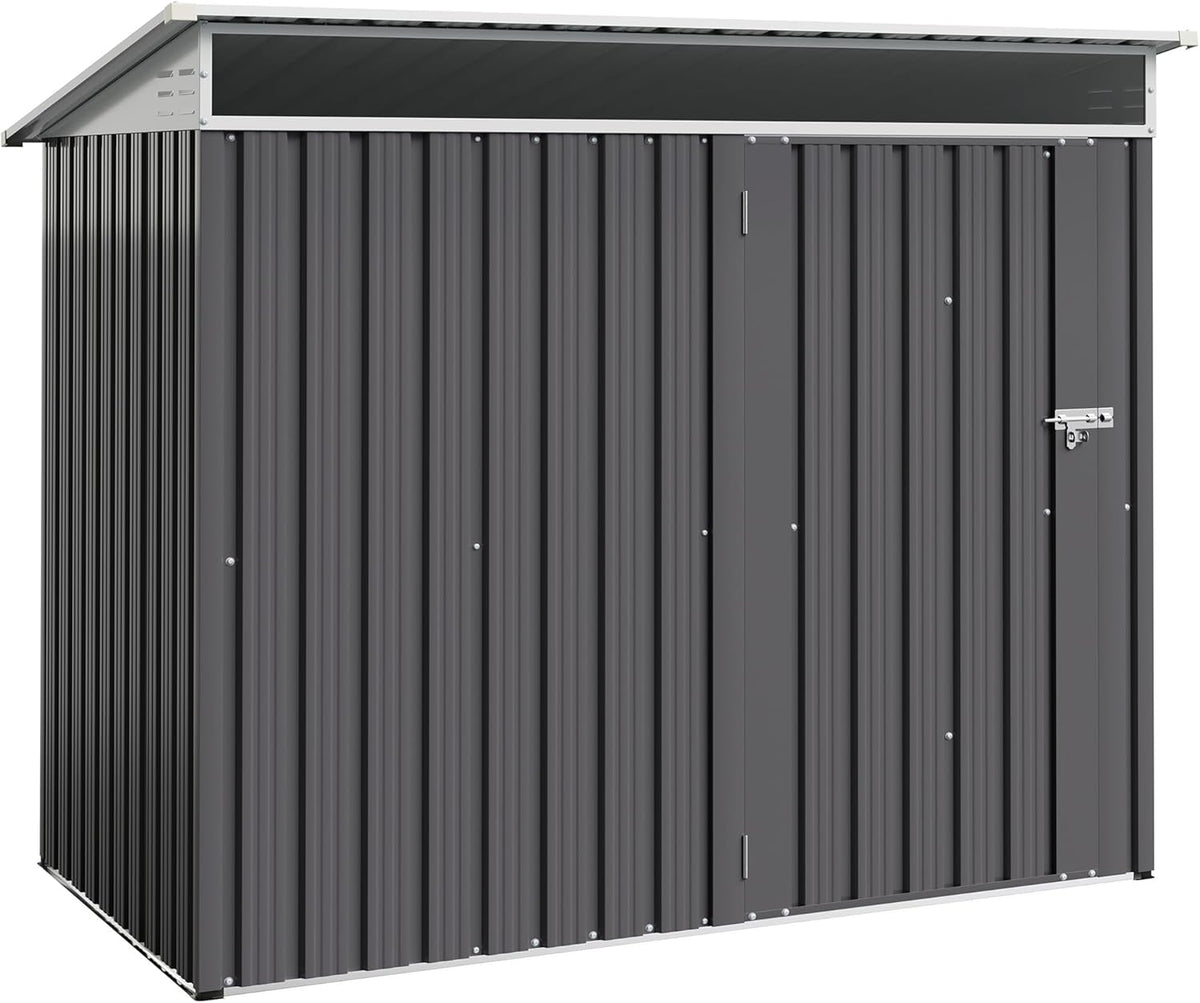 Shintenchi 6x4 FT Outdoor Storage Shed with Window, Outdoor Waterproof Storage Shed Metal Garden Shed with Lockable Single Door, Weather Resistant Tool Storage House Shed for Garden,Backyard,Gray