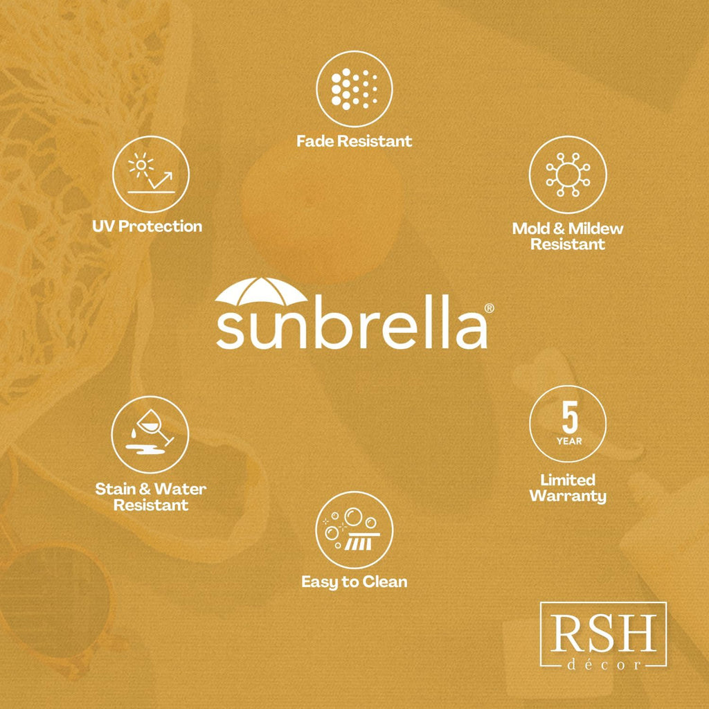 RSH DECOR: Sunbrella Square Throw Pillows Set of 4 | 17" x 17" | Water and Fade-Resistant Performance Fabric | Outdoor Pillow Covers with Down-Alternative Inserts | Astoria Sunset