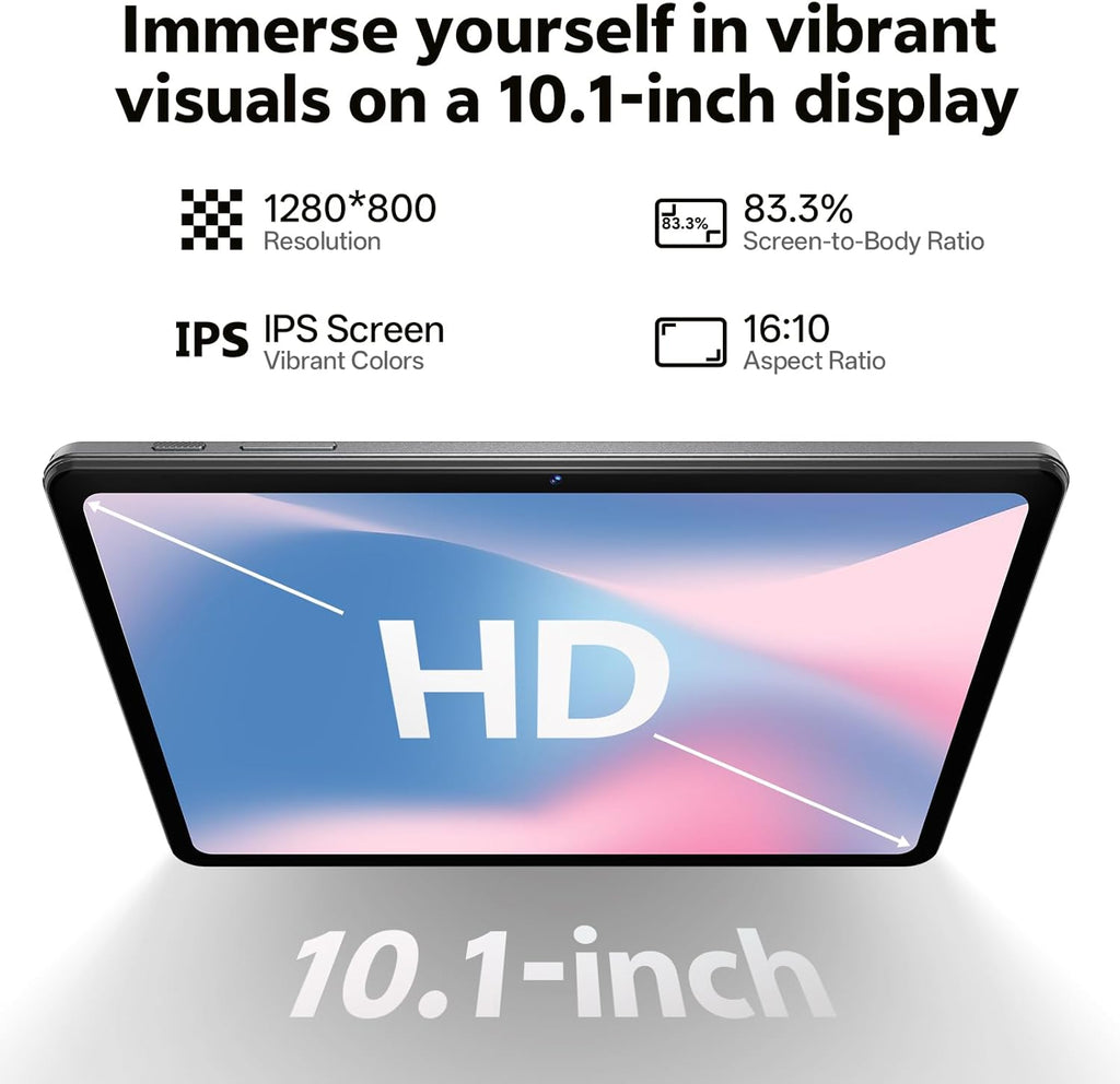 Android 16 Tablet 10.1 inch Tablet with Octa-Core Processor, 20GB RAM 128GB ROM 1 TB Expandable, 1280x800 HD IPS Touch Screen, GPS, 8H Battery, WiFi 6, BT 5.2, Dual Camera (Gray)