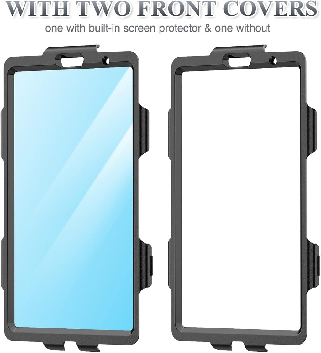 SEYMAC stock Case for iPad 9th/ 8th/ 7th Generation 10.2'', Shockproof with Screen Protector, Pencil Holder 360° Rotating Hand Strap & Stand, for iPad 10.2 inch 2021-2019 (Black)