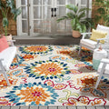 SAFAVIEH Washable Rug Outdoor Cabana Collection - 8' x 10', Ivory & Orange, Non-Shedding & Easy to Clean, Ideal for Patio, Backyard, Mudroom (CBN391A)