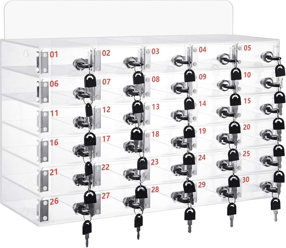Threan 30 Slot Cell Phone Storage Box, Clear Cell Phone Storage Cabinet Wall Mounted, Including Door Locks and Keys for Office School Factory Classroom Students Staff