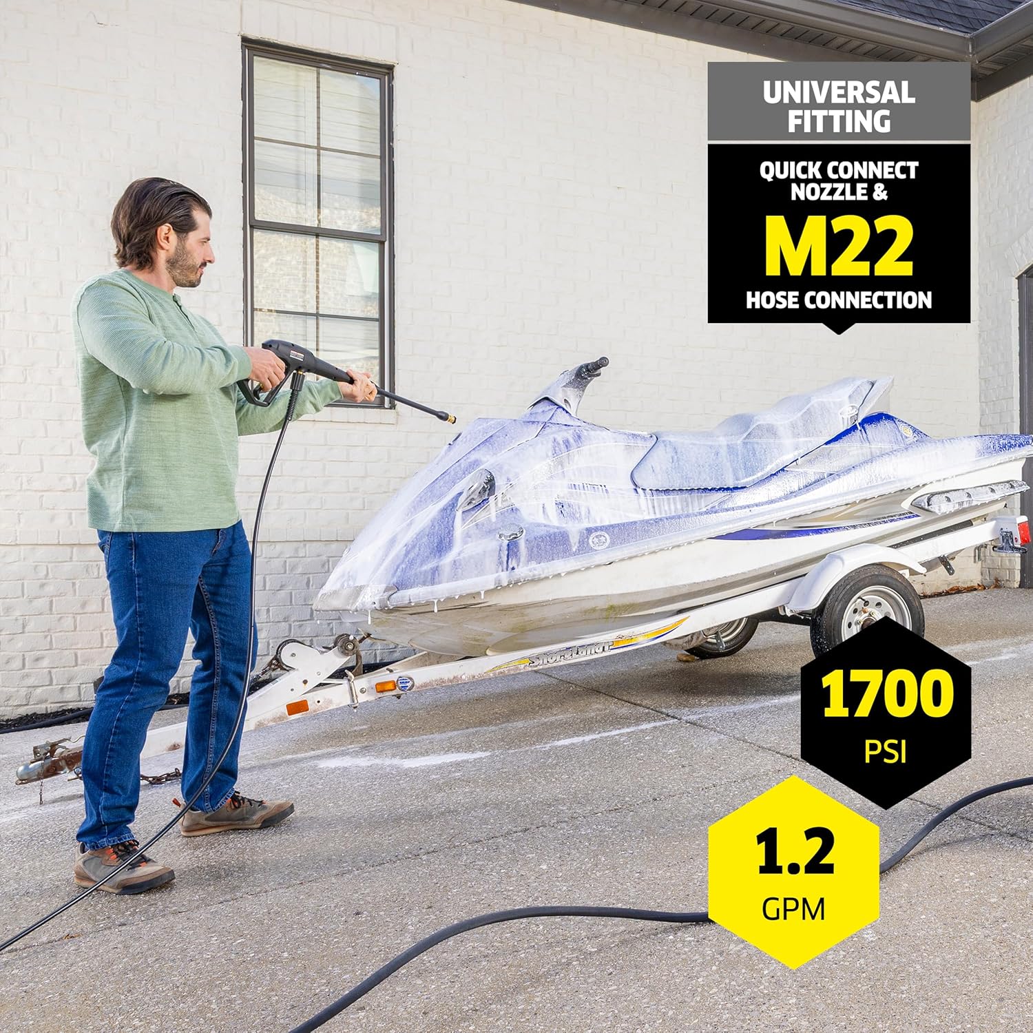 Kärcher Pressure Washer K1700 Cube, CETA Certified, 3 Spray Nozzles, Detergent Tank, for Cars, Driveways, Siding, Patios, 1.2 GPM