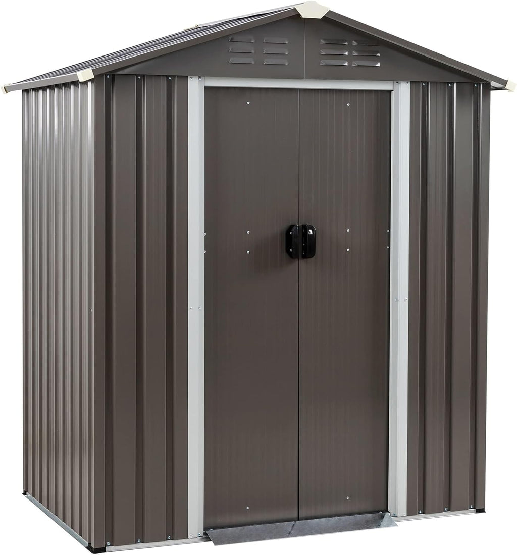 Shintenchi 5x3 FT Outdoor Storage Shed with Window, Lockable Outdoor Waterproof Tool Storage Sheds, Weather Resistant Tool Storage House Shed for Garden, Backyard, Patio Utility Tool Storage,Dark Gray