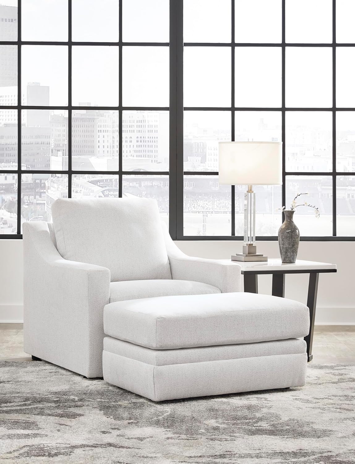 Signature Design by Ashley Maitelynn Casual Upholstered Ottoman, White