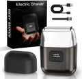 Electric Foil Shavers for Men: Mini Electric Razor with 3 Floating Blades, LED Display, Dual Speed - IPX7 Waterproof Wet/Dry Cordless Razor, USB Fast Charging, Travel Lock (Gray)