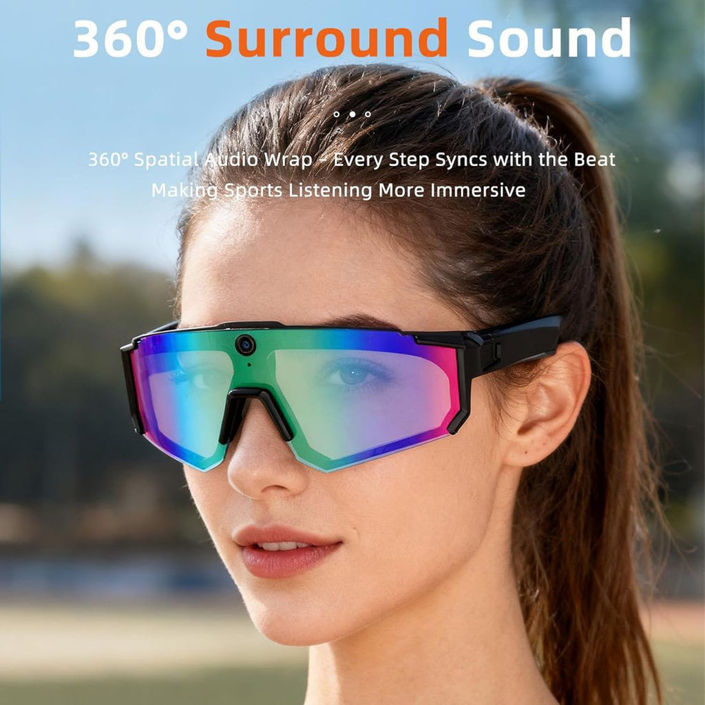 AI Smart Glasses with Camera 4K, 8MP HD Video Recording Glasses with Camera, Built-in Storage(No SD Card Needed), Wearable Tech Bluetooth Sunglasses for Outdoor Sports Cycling/Skiing/Baseball (Orange)