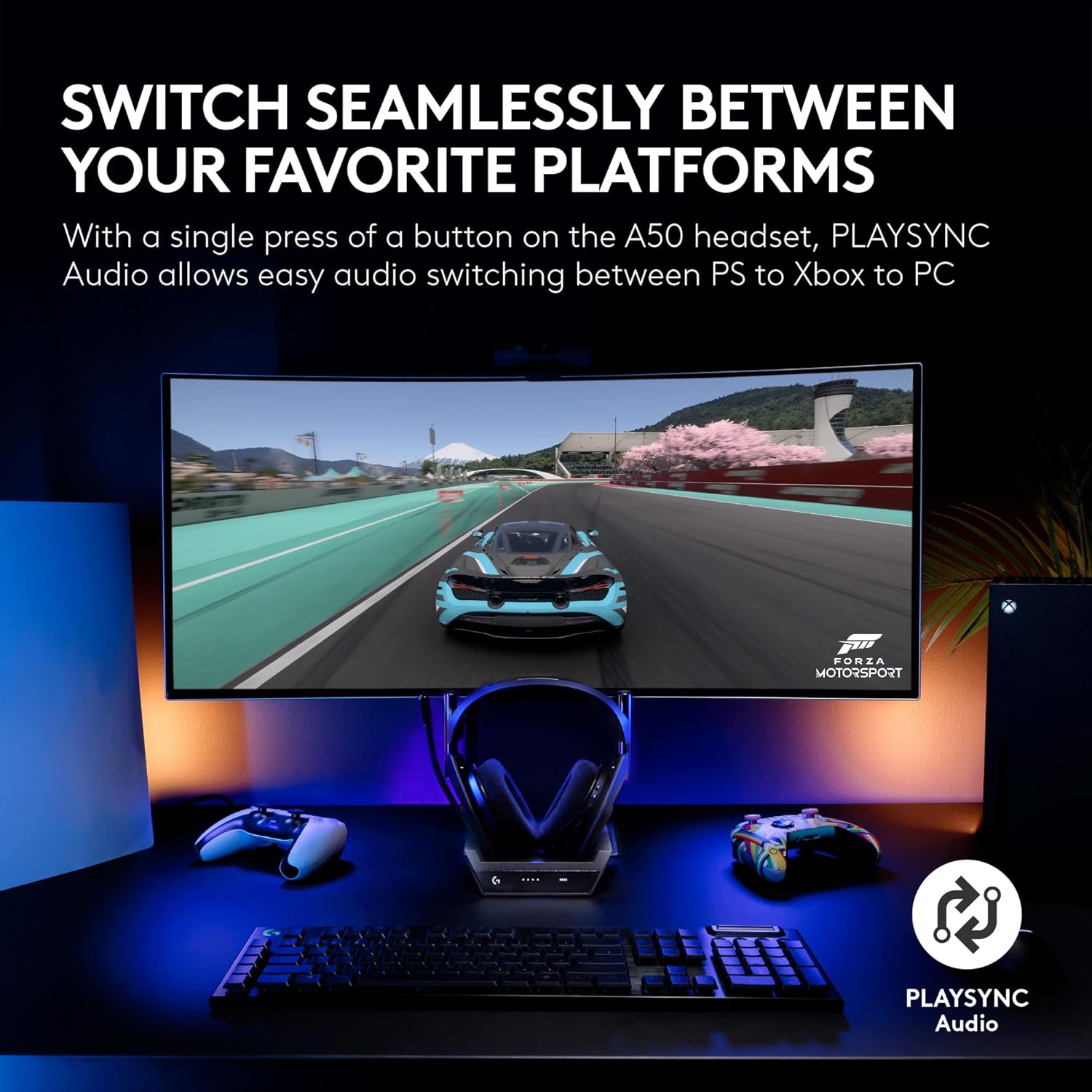 Logitech G Astro A50 Multi-Platform Wireless Gaming Headset + Base Station for PS5/Xbox/PC: PLAYSYNC Audio Switcher,